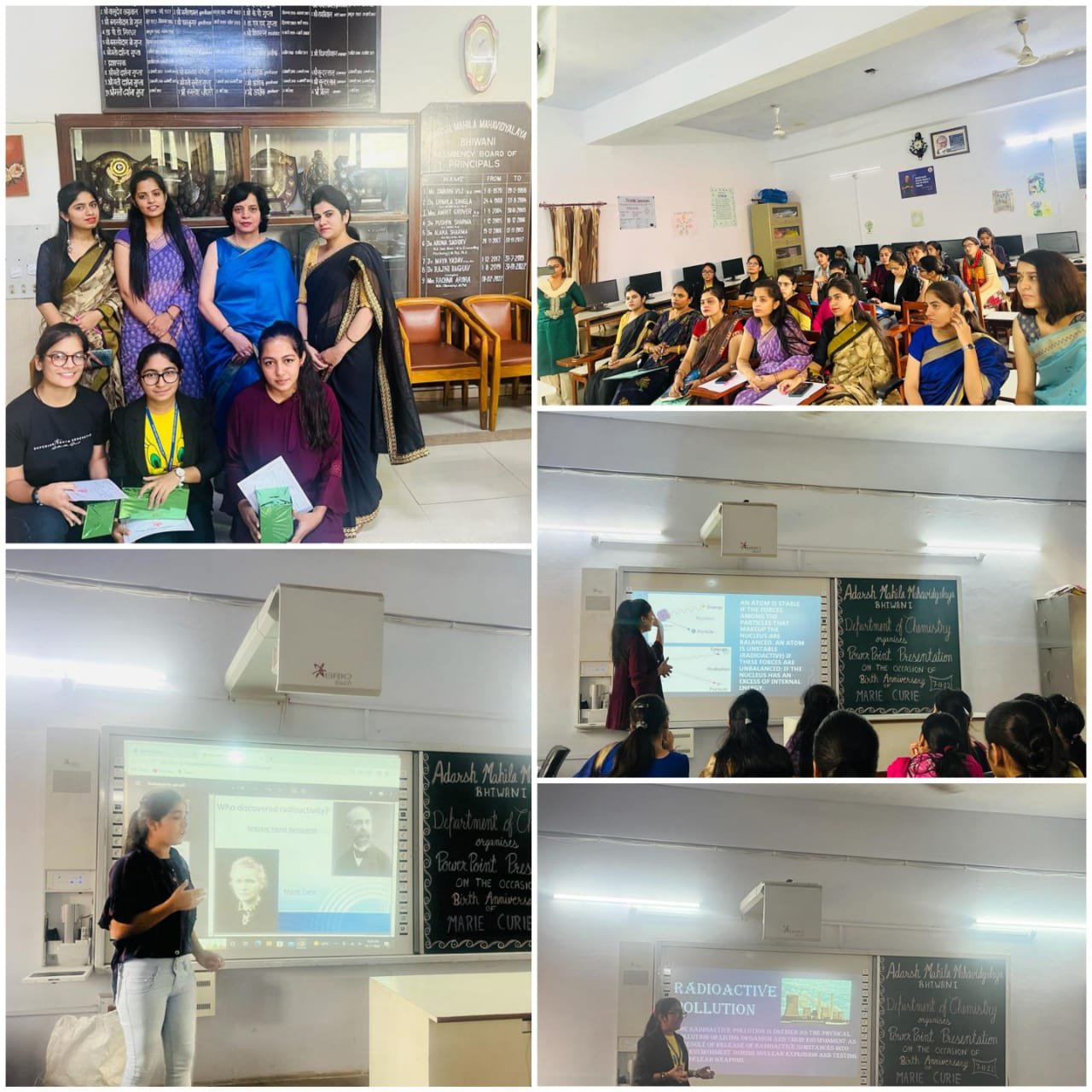 Department of Chemistry organized a power point presentation on the occassion of birth anniversary of Marie Curie