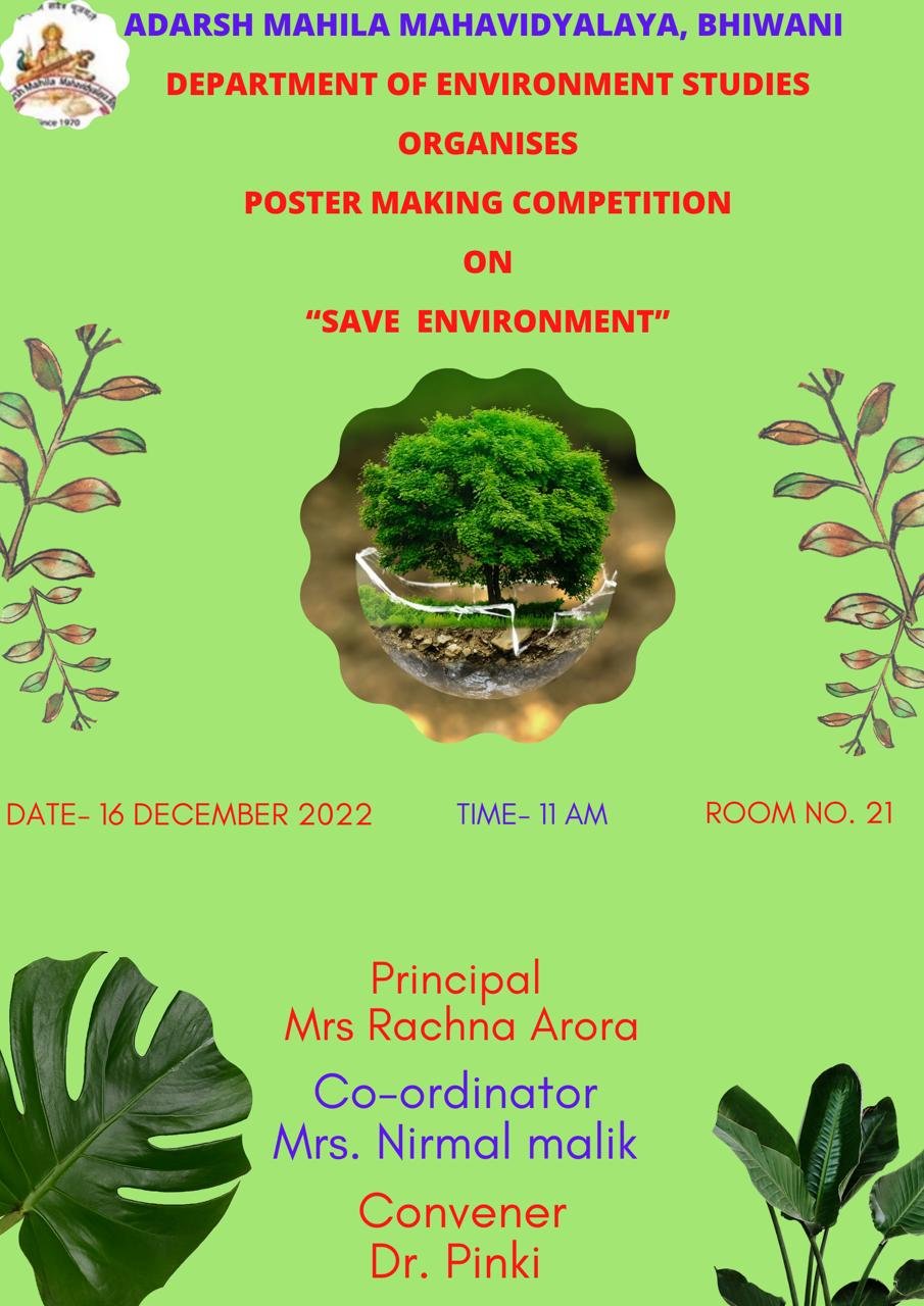 DEPARTMENT OF ENVIRONMENT STUDIES ORGANISES POSTER MAKING COMPETITION