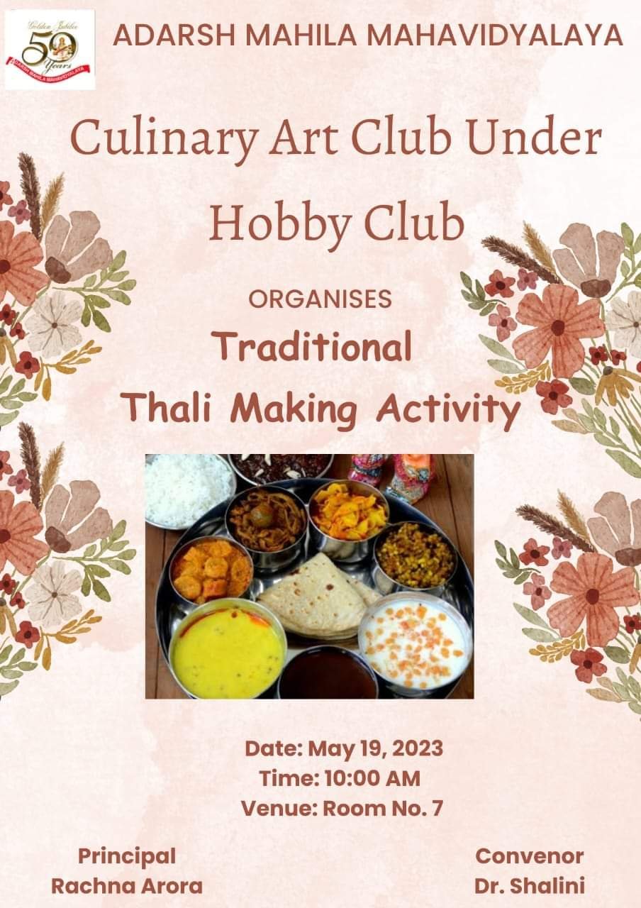 Culinary Art Club under Hobby Club organises ‘Traditional Thali Making Activity ‘