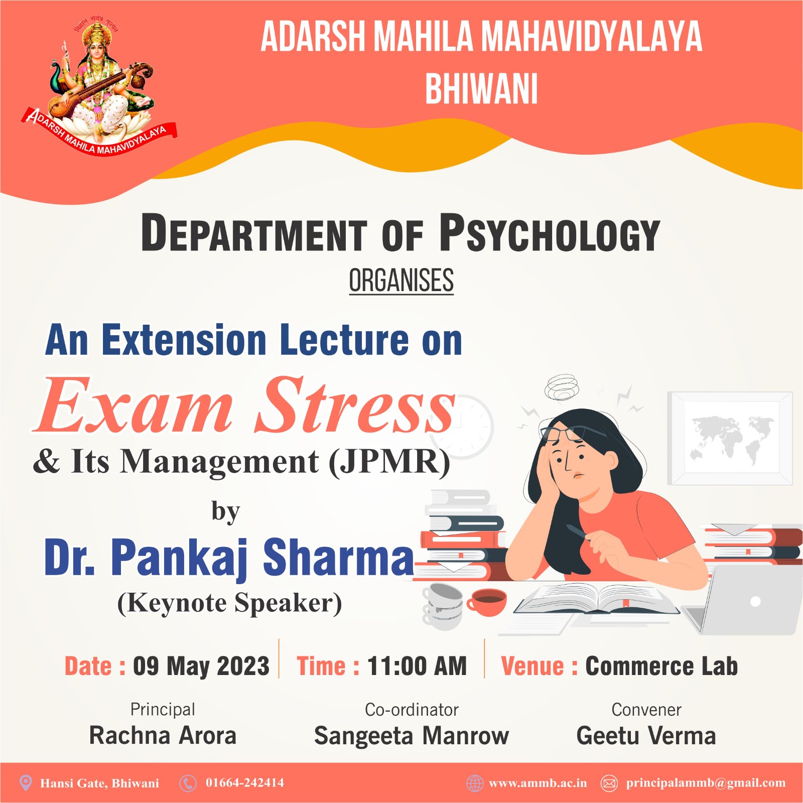 A Extension Lecture on ‘Exam Stress & Its Management (JPMR) Organises by Psychology Department
