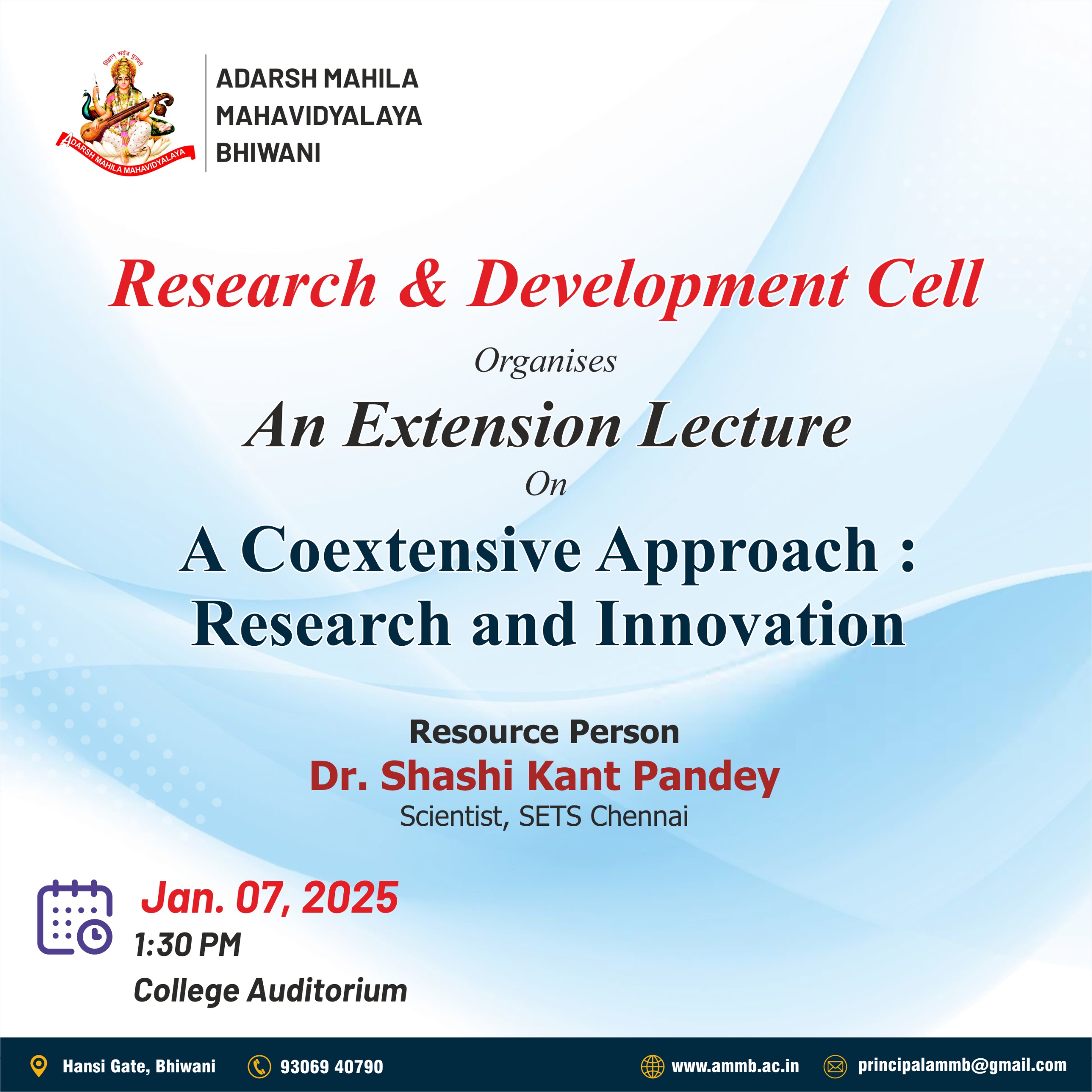 RESEARCH & DEVELOPMENT CELL Organises An Extension Lecture