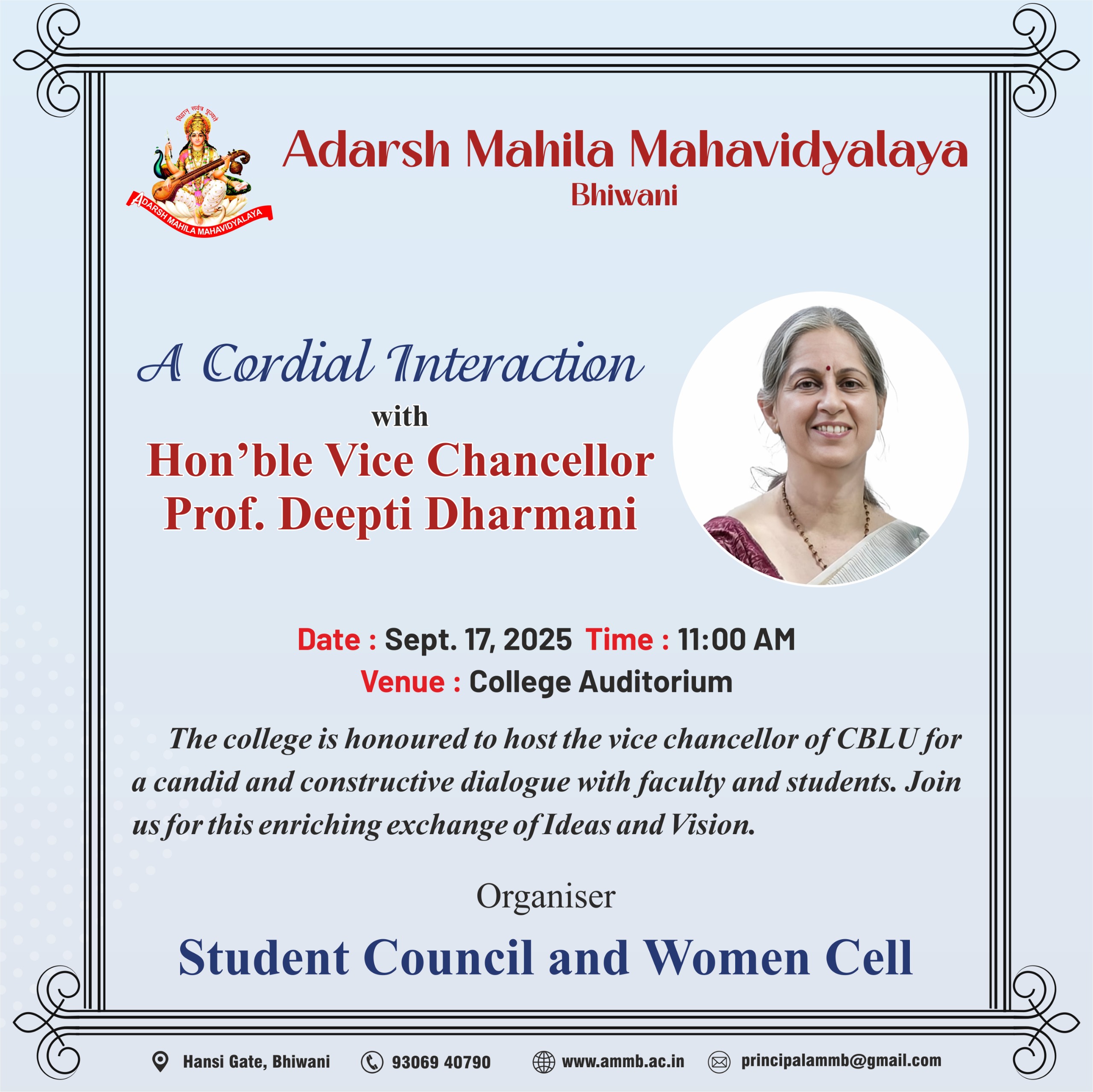 A Cordial Interaction with Hon’ble Vice Chancellor